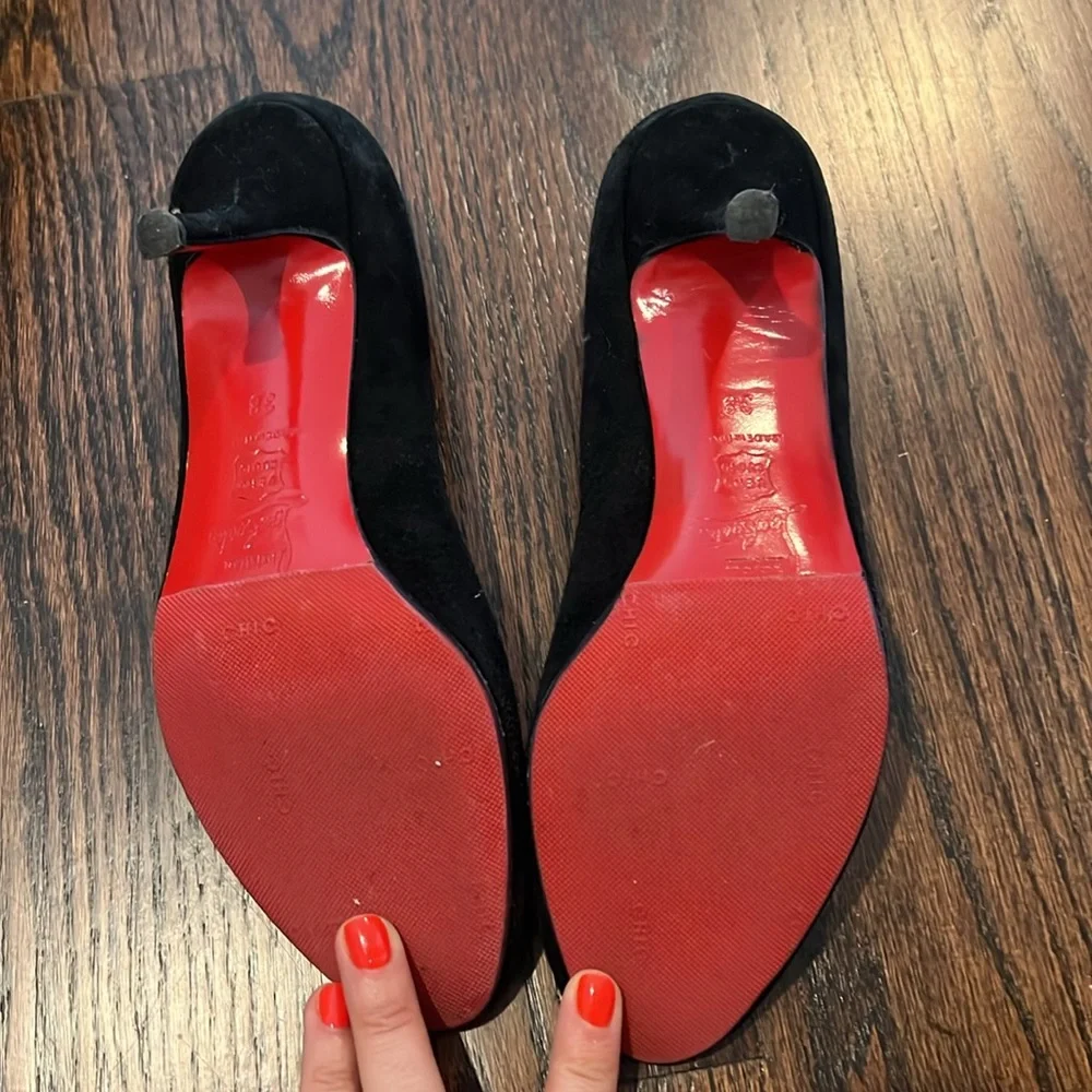 Christian Louboutin Black Peep Toe Heels 38 - Picture 4 of 5